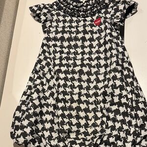 Moschino Black and White Patterned Dress with Red Heart